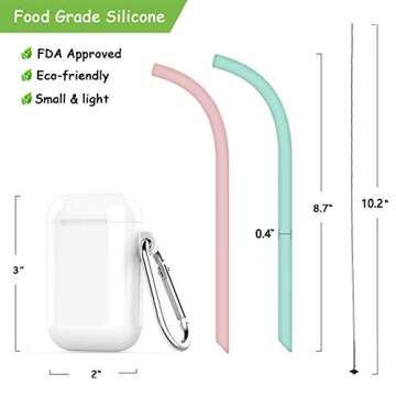 ALIANFIY Collapsible Reusable Drinking Straws - Food Grade Silicone Foldable Straw, Folding Drinking Straws Portable Set with Case & Cleaning Brush for Travel, Household, Office 1 Pack