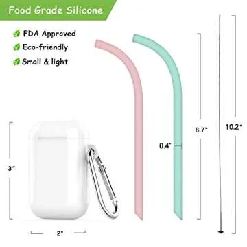 ALIANFIY Collapsible Reusable Drinking Straws - Food Grade Silicone Foldable Straw, Folding Drinking Straws Portable Set with Case & Cleaning Brush for Travel, Household, Office 1 Pack