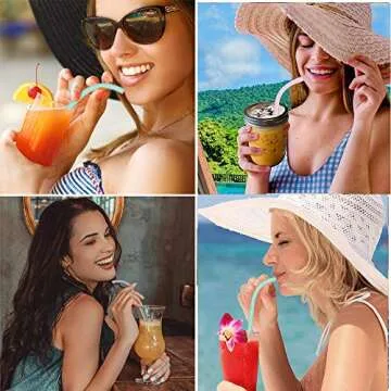 ALIANFIY Collapsible Reusable Drinking Straws - Food Grade Silicone Foldable Straw, Folding Drinking Straws Portable Set with Case & Cleaning Brush for Travel, Household, Office 1 Pack