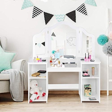 Costzon Kids Vanity 2-in-1 Makeup Desk for Little Girls