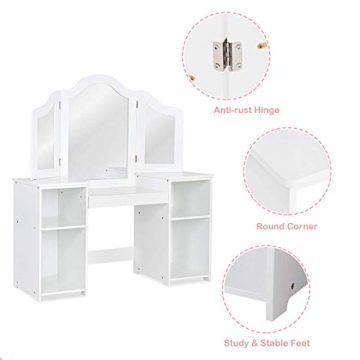 Costzon Kids Vanity 2-in-1 Makeup Desk for Little Girls