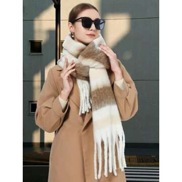 Rulala Fancy Oversized Blanket Scarf for Women Winter Fall Chunky Plaid Soft Cashmere Feel Thick Sca...