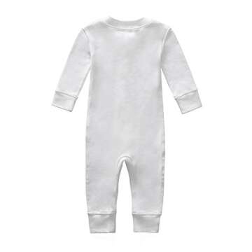 Owlivia Organic Cotton Baby Boy Girl Zip up Sleep N Play, Footless, Long Sleeve(0-3 Months, Ivory White)