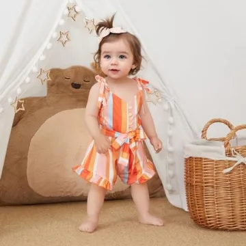 Rtnnsbbfcm Toddler Girl Romper Short Sleeveless Outfit