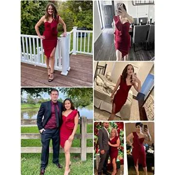 UONBOX Women's Elegant One Shoulder Bandage Dress