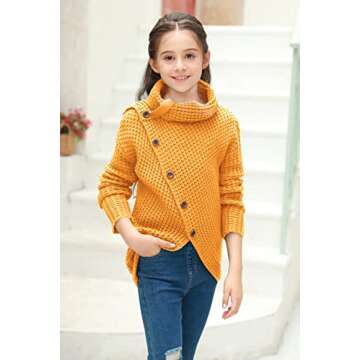 Stylish Haloumoning Girls Turtleneck Sweater in Yellow