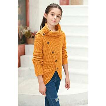 Stylish Haloumoning Girls Turtleneck Sweater in Yellow