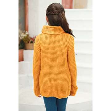Stylish Haloumoning Girls Turtleneck Sweater in Yellow