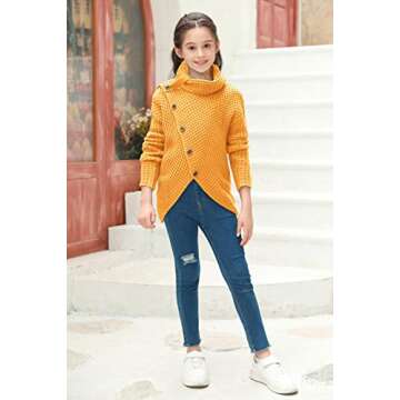Stylish Haloumoning Girls Turtleneck Sweater in Yellow