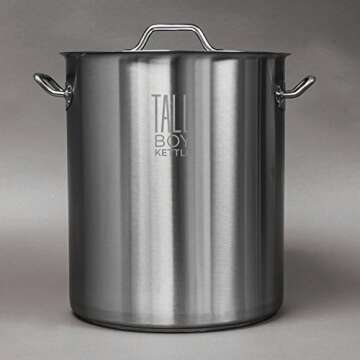 Tall Boy Home Brewing Kettle - 10 Gallon Stainless Steel Stock Pot for Homebrewers
