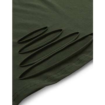 SweatyRocks Women's Summer Short Sleeve Tee Distressed Ripped Crop T-shirt Tops Green M