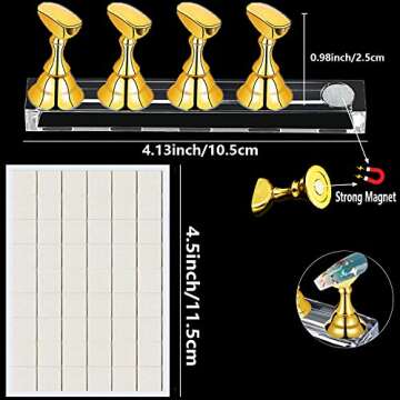 2 Set Acrylic Nail Practice Stand Magnetic Nail Tip Art Display Stand Holder Manicure Tool with Reus...