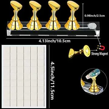 2 Set Acrylic Nail Practice Stand Magnetic Nail Tip Art Display Stand Holder Manicure Tool with Reus...