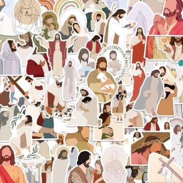 ROTY 100 Pcs Jesus Stickers Aesthetic Christian Stickers, Religious Cross Faith Waterproof Vinyl Gif...