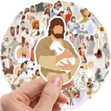 ROTY 100 Pcs Jesus Stickers Aesthetic Christian Stickers, Religious Cross Faith Waterproof Vinyl Gifts for Phone, Water Bottle, Luggage, Laptop, Adults Teens Kids Boys Girls