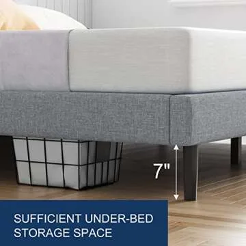 Molblly Queen Bed Frame Upholstered Platform with Headboard and Strong Wooden Slats, Strong Weight Capacity, Non-Slip and Noiseless,No Box Spring Needed, Easy Assembly,Light Grey