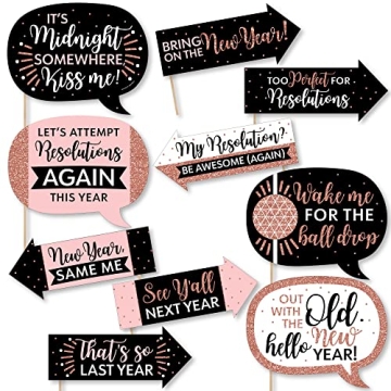 Big Dot of Happiness Funny Rose Gold Happy New Year - New Year's Eve Party Photo Booth Props Kit - 1...