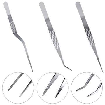 Ruisita 7 Pieces Stainless Steel Cooking Tweezers Tongs Tweezers with Utensils Precision Serrated Tips and Multi-use Precision Decor Culinary Drawing Spoons for Plates Decorating