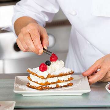 Ruisita 7 Pieces Stainless Steel Cooking Tweezers Tongs Tweezers with Utensils Precision Serrated Tips and Multi-use Precision Decor Culinary Drawing Spoons for Plates Decorating