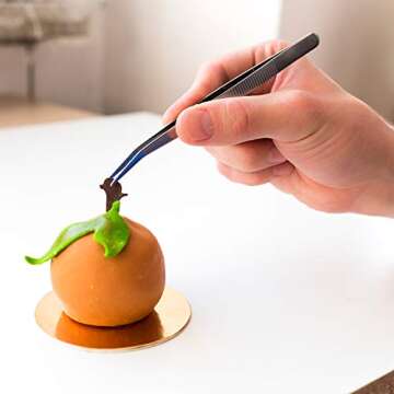 Ruisita 7 Pieces Stainless Steel Cooking Tweezers Tongs Tweezers with Utensils Precision Serrated Tips and Multi-use Precision Decor Culinary Drawing Spoons for Plates Decorating