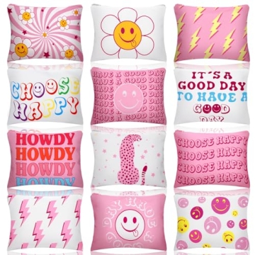 Kajaia 12 Pcs Preppy Makeup Bag Set - Vibrant & Versatile Pouches