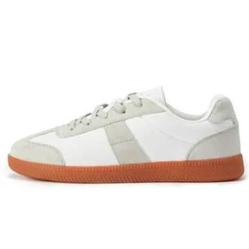 UBFEN Womens Fashion Sneakers Classic Retro Trainers Skate Shoes Casual Comfort Walking Footwear White Grey Size US 7