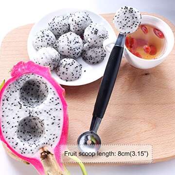 IHUIXINHE Ice Cream Scoop Set, Cookie Scoop Set with Trigger,Double-Sided Melon Baller Fruit Scoop, Multiple Size Stainless Steel Cupcake Scoop, Include Large-Medium-Small Size (4 Pack)