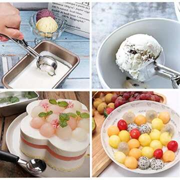 IHUIXINHE Ice Cream Scoop Set, Cookie Scoop Set with Trigger,Double-Sided Melon Baller Fruit Scoop, Multiple Size Stainless Steel Cupcake Scoop, Include Large-Medium-Small Size (4 Pack)