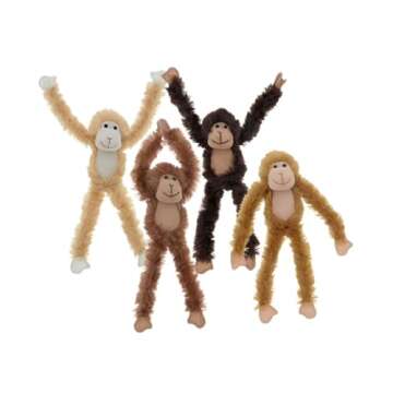 Fuzzy Friends 1 Each Burnt Orange, Blonde, Cream and Dark Brown Fuzzy Friends Plush Monkey with Velcro Hands Furry Stuffed Animal, Set of 4