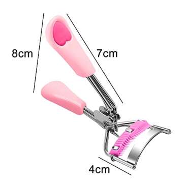 Eyelash Curler Stainless Steel with Brush Mascara Muffle False Eyelashes Accessory Best Professional Tool for Lashes Curls Pinkiou