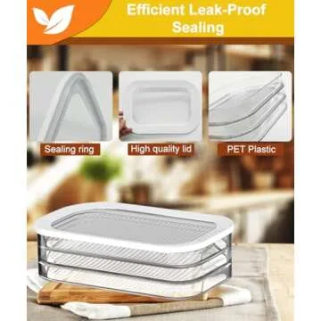 Deli Meat Container for Fridge,Bacon Lunch Meat Container for Refrigerator Stackable 3 Layers Food Storage Boxes with Lid for ColdCuts, Salami, Deli, Meal Prep Containers，BPA Free，18.60z，3Pack