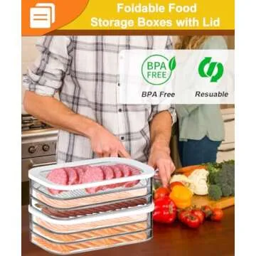 Deli Meat Container for Fridge,Bacon Lunch Meat Container for Refrigerator Stackable 3 Layers Food Storage Boxes with Lid for ColdCuts, Salami, Deli, Meal Prep Containers，BPA Free，18.60z，3Pack