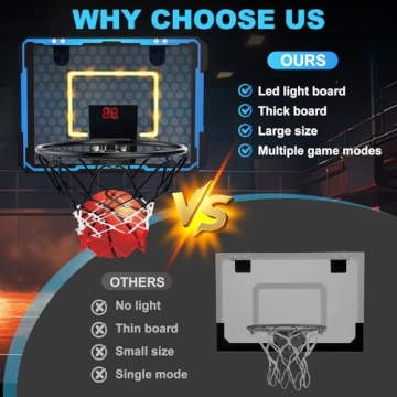 Indoor Basketball Hoop with LED Lights for Kids