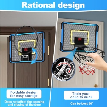 Indoor Basketball Hoop with LED Lights for Kids