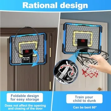 Indoor Basketball Hoop with LED Lights for Kids
