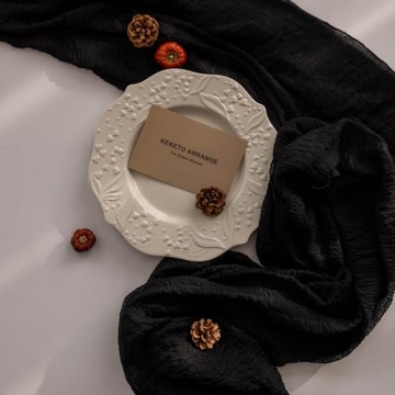 Keketo 120 Inch Black Table Runner - Rustic Cheesecloth Decor