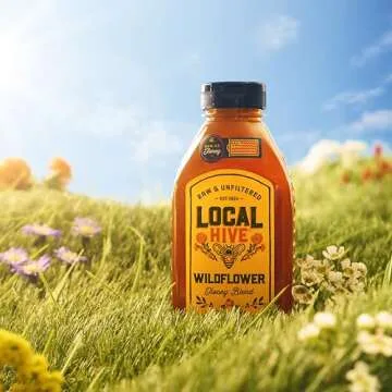 Local Hive Wildflower Raw Unfiltered Honey – 16oz, 100% Pure US Honey, Sourced from American Bees and Beekeepers - Natural Sweetener, Ideal for Tea, Baking, and Cooking