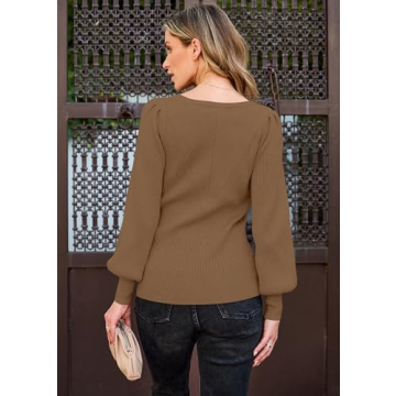 Cozy TECREW Puff Sleeve Sweater for Women