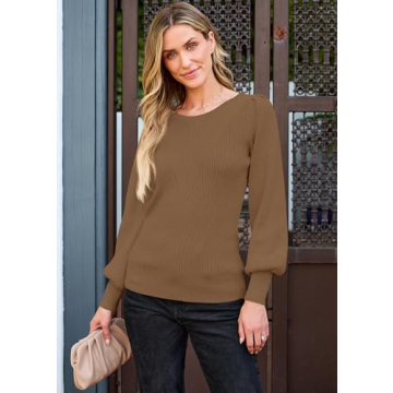 Cozy TECREW Puff Sleeve Sweater for Women