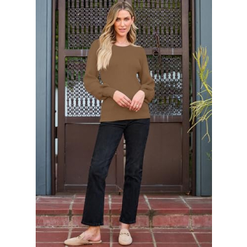 Cozy TECREW Puff Sleeve Sweater for Women