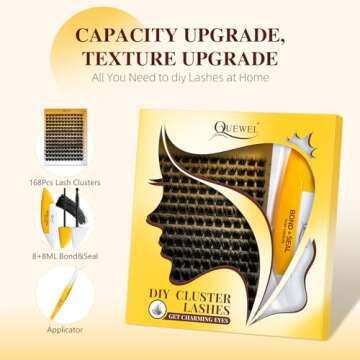 QUEWEL Fluffy Lash-Clusters Kit, DIY Lash-Extension Kit Includes 168 Pcs Lash-Clusters with Large Ca...