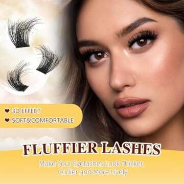 QUEWEL Fluffy Lash-Clusters Kit, DIY Lash-Extension Kit Includes 168 Pcs Lash-Clusters with Large Capacity 16ml Bond&Seal Lash Applicator, Cluster Lashes Kit Easy to Use at Home (3D PY01-MIX10-18 Kit)