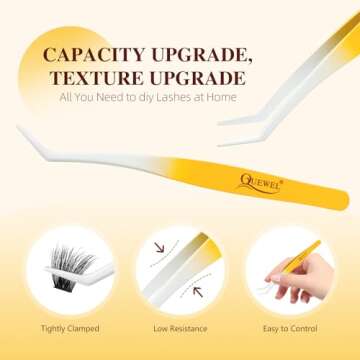 QUEWEL Fluffy Lash-Clusters Kit, DIY Lash-Extension Kit Includes 168 Pcs Lash-Clusters with Large Capacity 16ml Bond&Seal Lash Applicator, Cluster Lashes Kit Easy to Use at Home (3D PY01-MIX10-18 Kit)