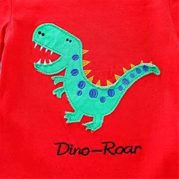 Miss Bei Toddler Boy Clothes Sets T-Shirt&Shorts 2 Packs Kids Summer Outfits Shirt Short Sets 2-7T 7#Red dinosaur 100CM