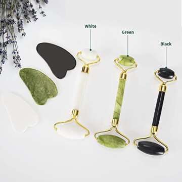 YLTNEUQER Jade Roller & Gua Sha Set - Facial Skin Care Set, Facial Beauty Tools, Natural Beauty Skin...