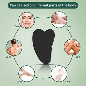 YLTNEUQER Jade Roller & Gua Sha Set - Facial Skin Care Set, Facial Beauty Tools, Natural Beauty Skin Care Tools, Face Roller Massager for Face, Neck, and Eye Treatment (Black)