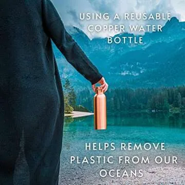Kosdeg Copper Water Bottle 34oz / 1 Litre - A Handcrafted Leak Proof Ayurvedic Pure Copper Vessel For Drinking- Drink More Water, Lower Your Sugar Intake and Enjoy The Health Benefits Immediately