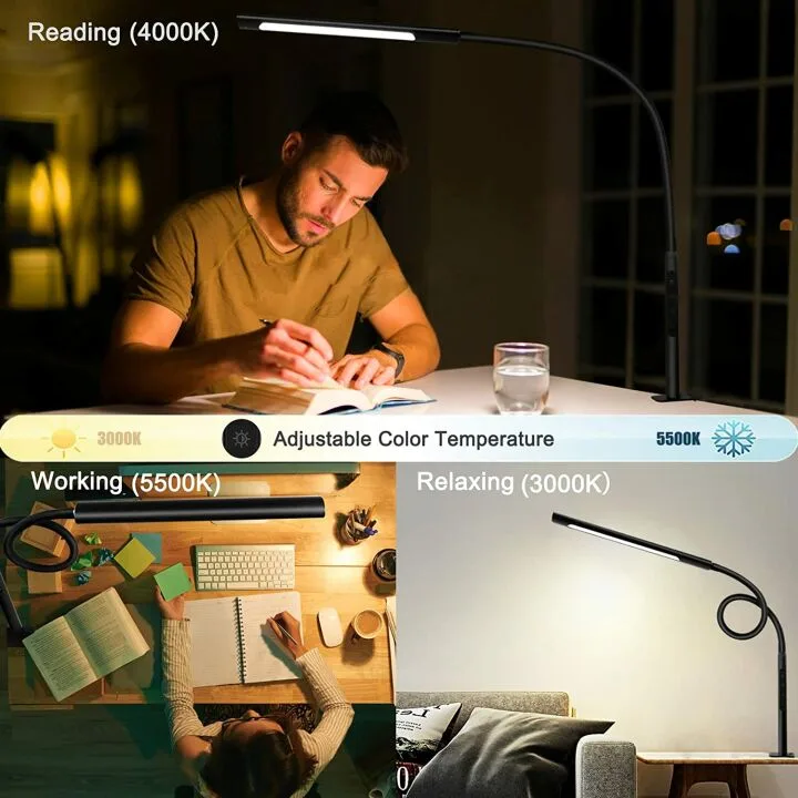 Gooseneck Desk Lamp with Adjustable Color Temperature