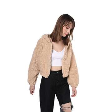 Warm ZAFUL Women's Hooded Teddy Jacket - Ideal Comfort