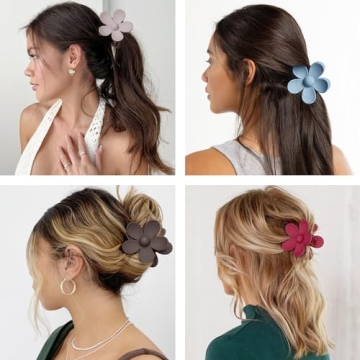 Flower Hair Clips 8PCS - Durable Nonslip Claw Clips for All Hair Types